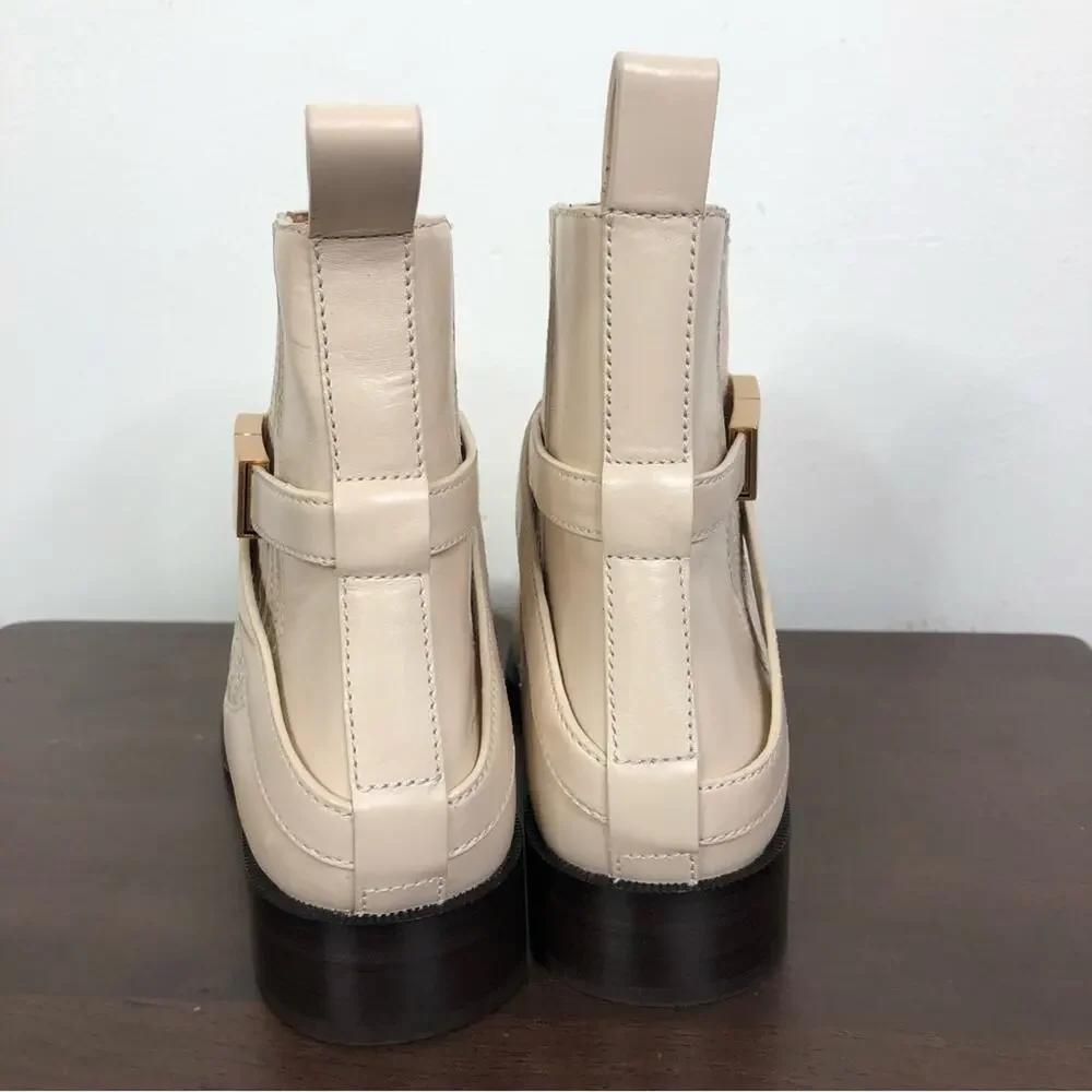 NEW Tory Burch T Hardware Leather Chelsea Boots in Dulce De Leche Size 9.5M